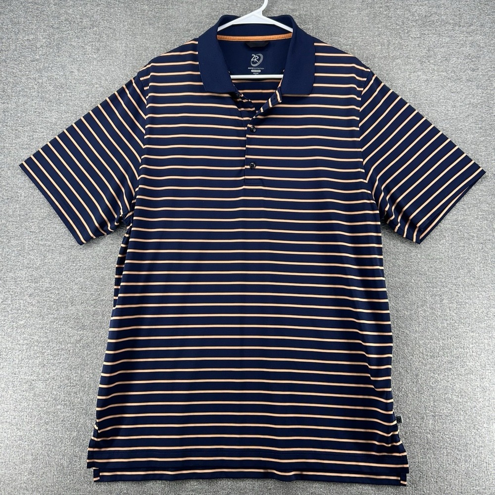 Zero Restriction Golf Polo Shirt Men XL Blue Orange Stripe Casual Short Sleeve‎